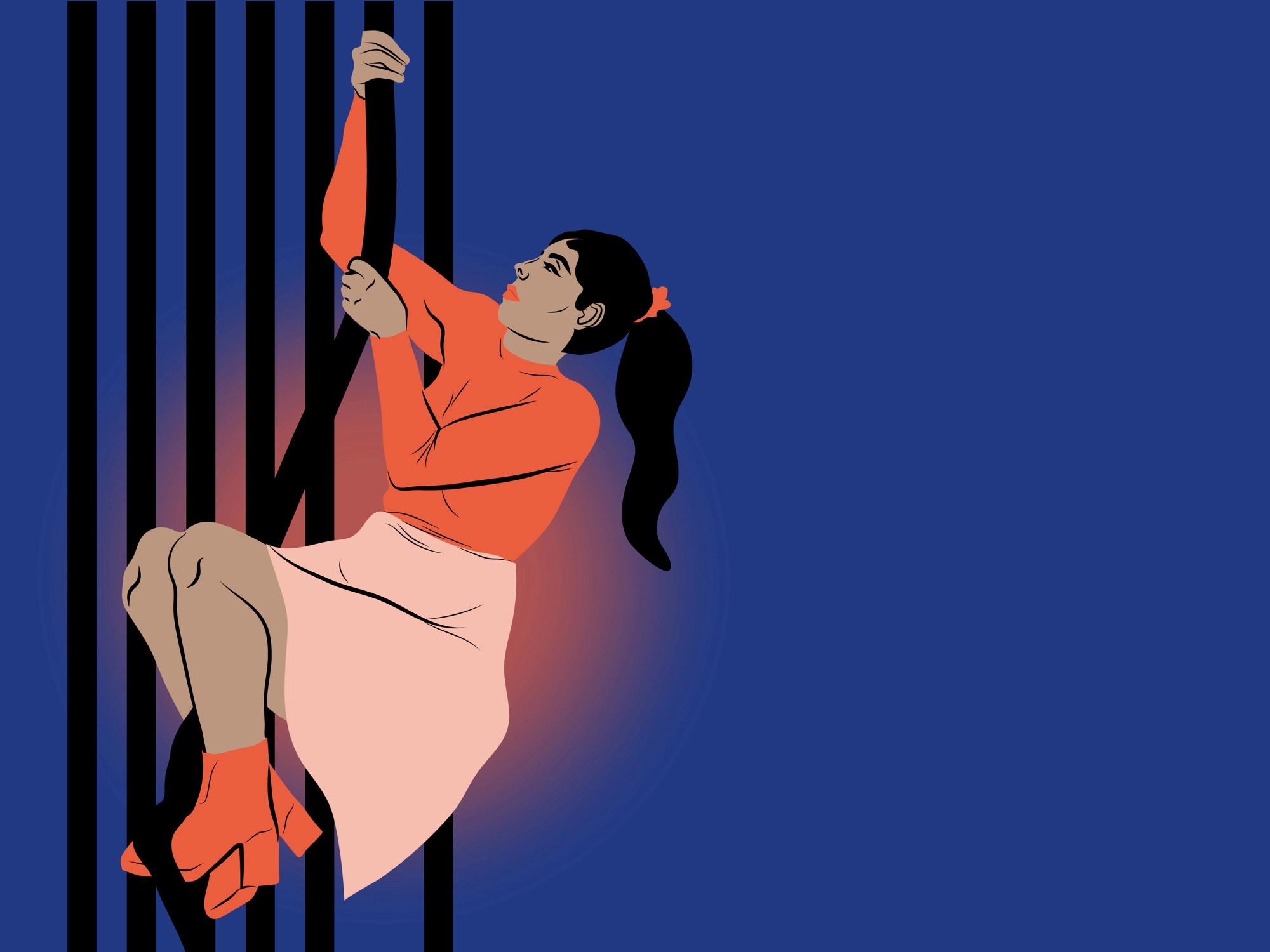 Illustration of a woman climbing bars
